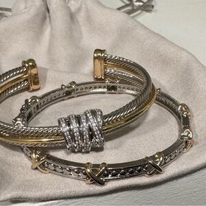 Elegant Two-Tone Cable Bracelet Set